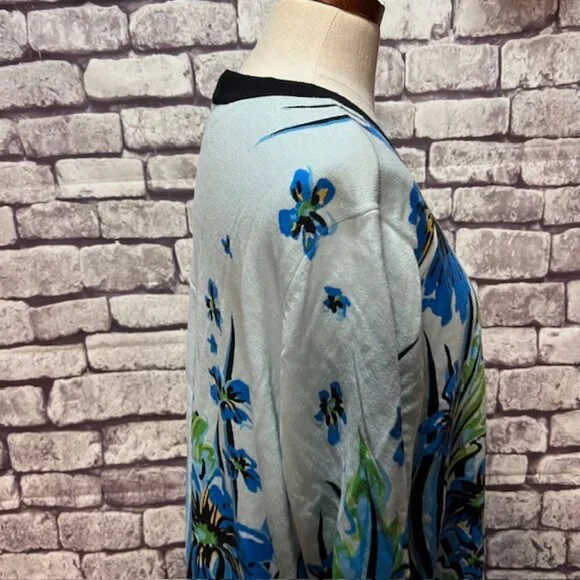 Bob Mackie Wearable Art Blue, Black & Green Cardigan Size 1X - Picture 8 of 9